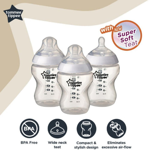 Tommee Tippee|Closer To Nature PP 奶樽|260mL|3個裝 - Breastpump City 奶泵城母乳用品專門店
