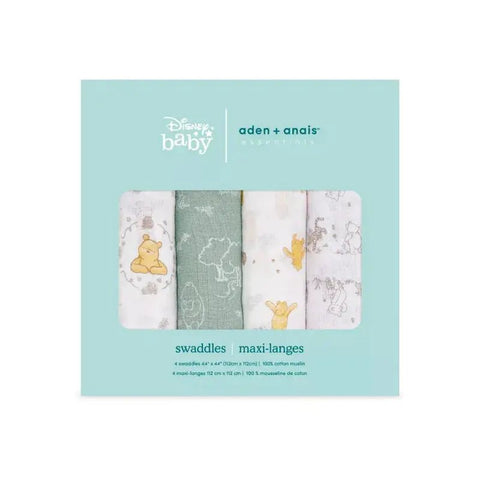 aden + anais|迪士尼系列純棉嬰兒包巾|四件裝|Winnie + Friends - Breastpump City 奶泵城母乳用品專門店