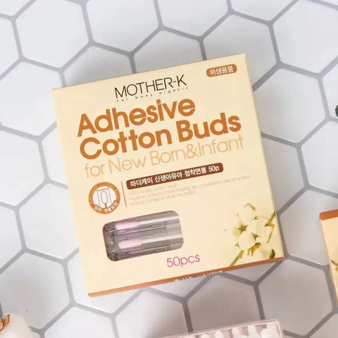 Mother-K|100% 純棉黏貼性幼兒棉花棒|50枝 - Breastpump City 奶泵城母乳用品專門店