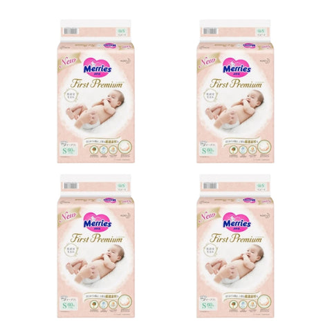 Merries｜First Premium Tape Diapers Size S｜60 Count