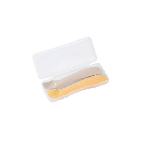 2angels｜矽膠餵食湯匙兩件附外出盒｜翠玉烏龍、拿鐵