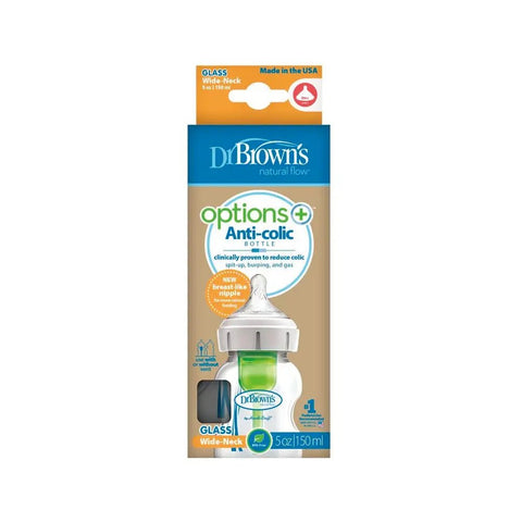 Dr Brown's｜Options+ 仿母乳排氣奶樽｜玻璃｜5oz - Breastpump City